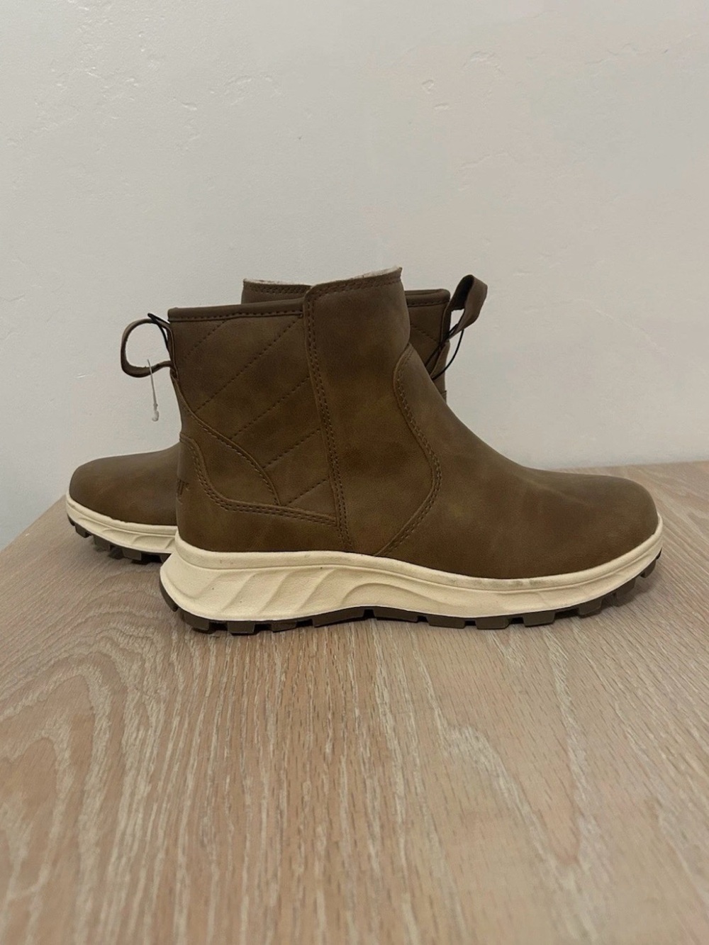 Khombu Women's Brown Slip-On Ankle Boots with Chunky Sole